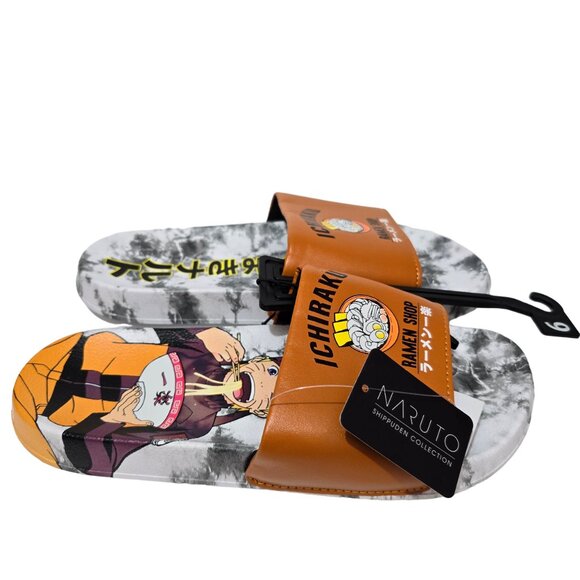 Naruto Shippuden Ichiraku Ramen Shop Men's Sport Slide Sandals Size 9 Orange - Picture 5 of 8
